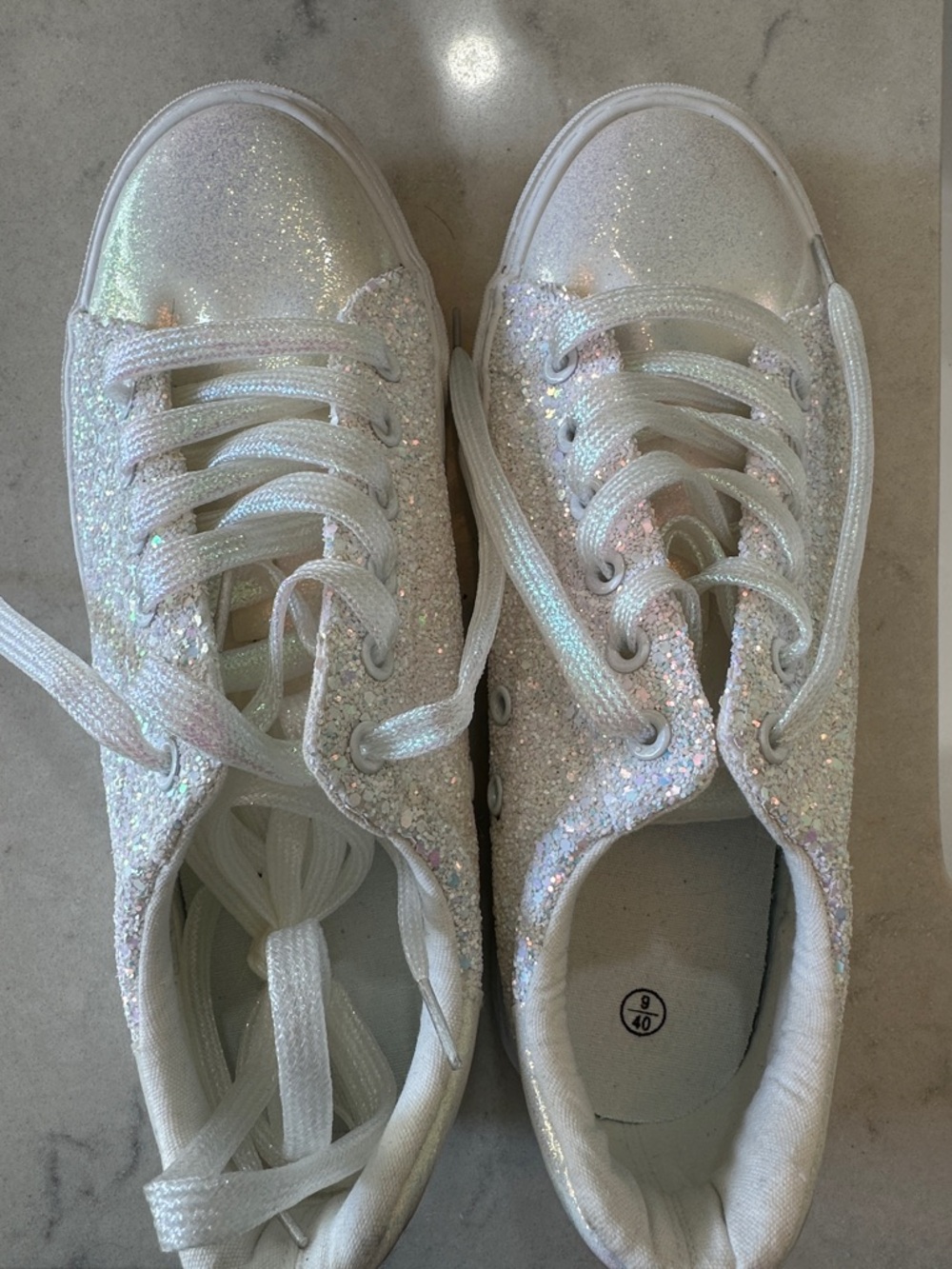White Iridescent Glitter Sneakers
